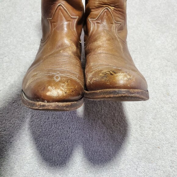 TONY LAMA Vintage Leather Cowboy Boots Rustic Cowgirl Western Women's 9.5D Wide - Picture 5 of 13